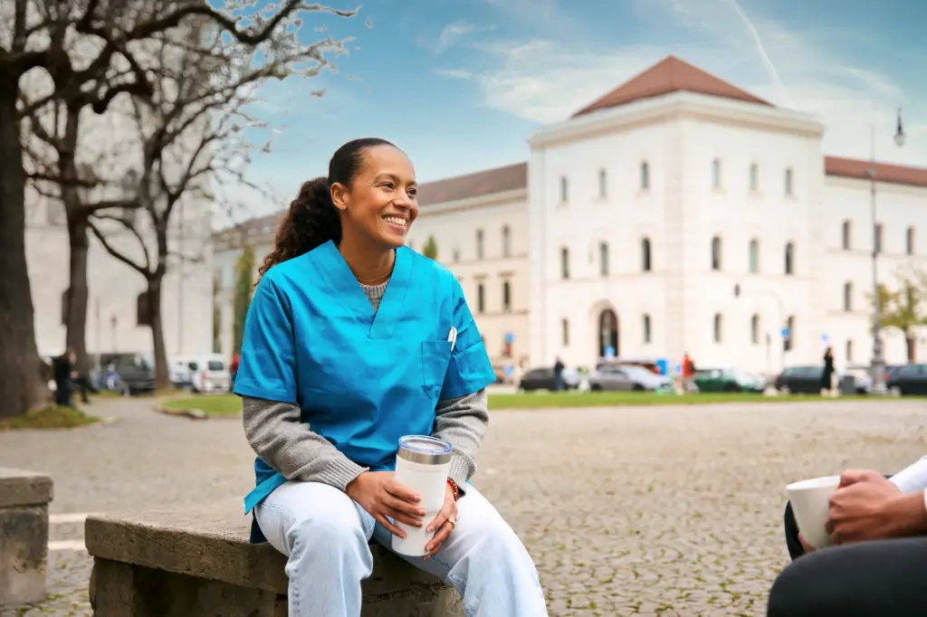 Nurse enjoying a break in Munich